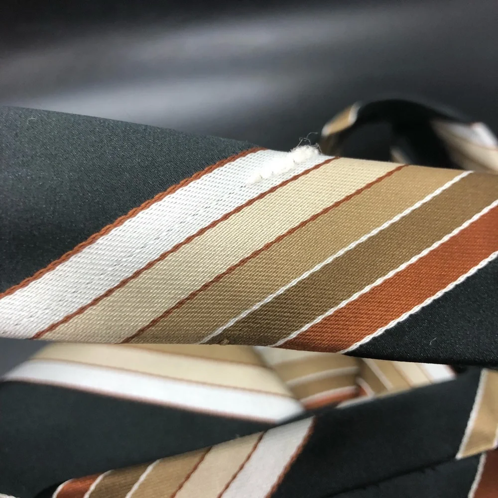 Vintage Christian Dior Cravates black brown tan striped neck Tie